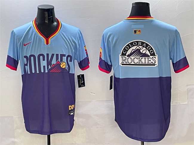 Men's Colorado Rockies Team Big Logo Purple Light Blue 2025 City Connect Limited Stitched Jersey,We sell and wholesale Men's Colorado Rockies Team Big Logo Purple Light Blue 2025 City Connect Limited Stitched Jersey on line form chian!